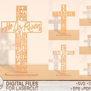 Religiöses Kreuz Stehend SVG, Ostern Stehend geschnitten Datei, Kreuz Aufhänger, Jesus Aufhänger, Glaube Aufhänger, Laser Cut Files, Glowforge Cricut