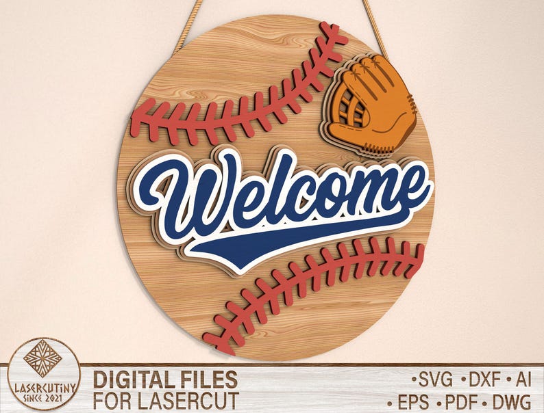 Baseball Sign SVG Laser Cut Files ,baseball Door Hanger Svg ,baseball ...