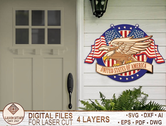 American Eagle 3D layered SVG, Patriotic eagle with Usa flag, 4th of July svg, Independence day, United States Flag SVG, DWG - Multilayer