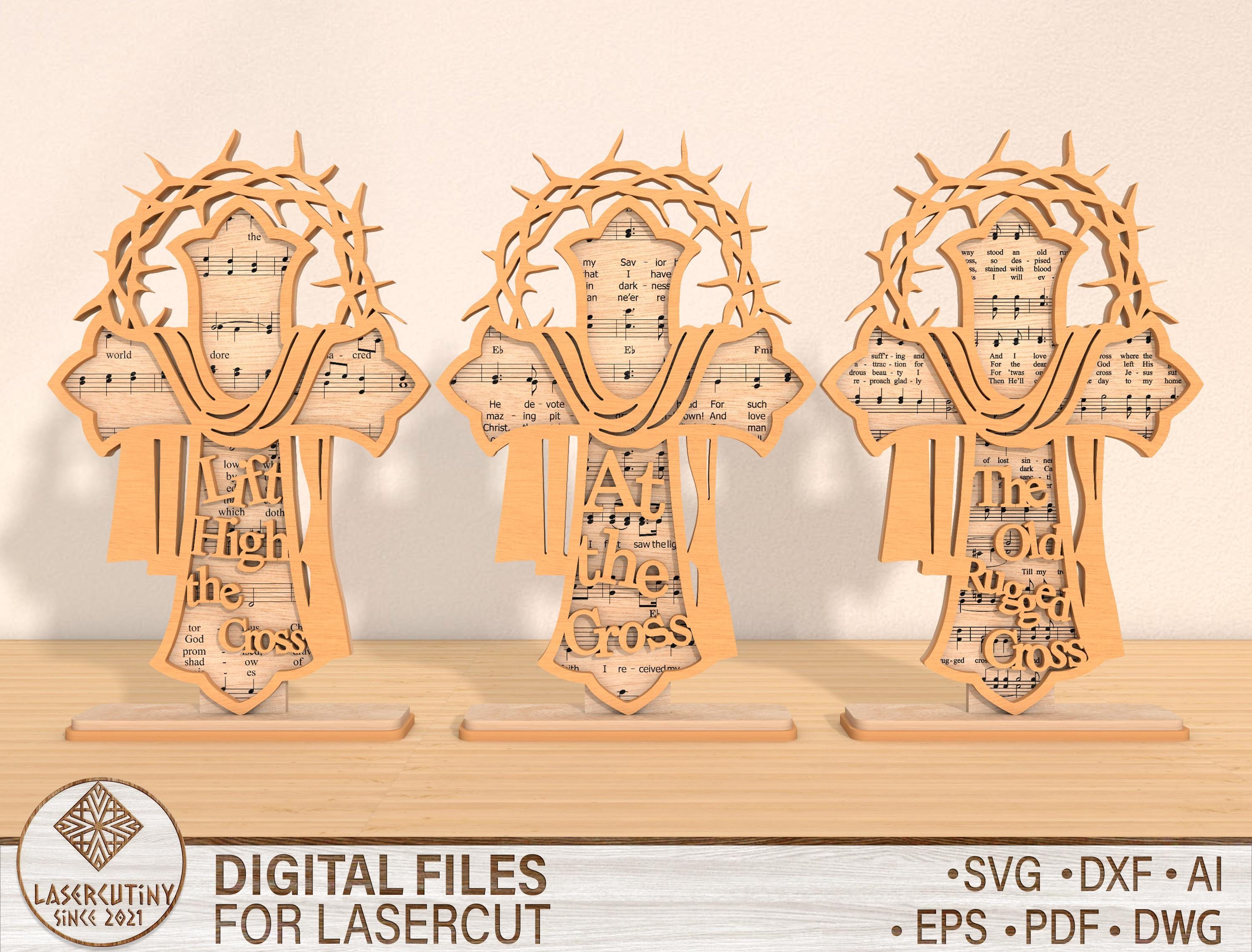 Easter Rugged Cross Mutilayer Easter the Old Rugged Cross Standing Svg, Faith Svg Lasercut ...