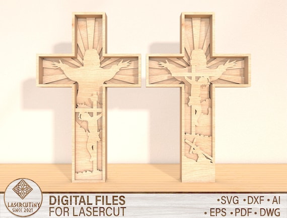 Easter Cross 3D Layer Standing Cutfile Svg,Religious Sign Svg,Easter Laser Cut,Jesus Files Svg, He Is Risen Svg,Religious Easter Decorations