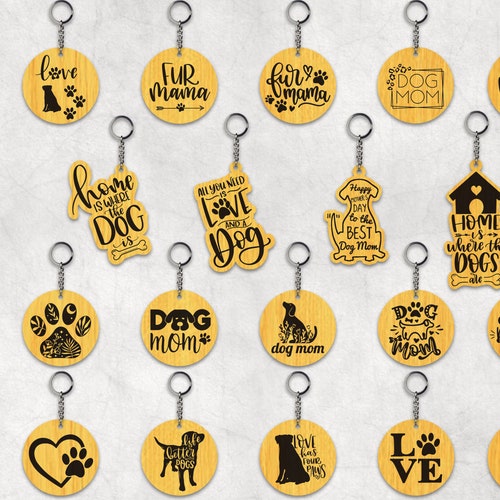 Dog Mama Keychain SVG Bundle Round Keychain Svgdog Mama - Etsy