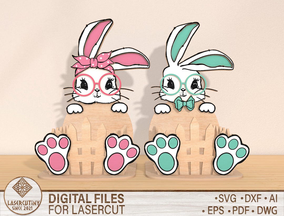 Laser Cut Easter Bunny Egg Holder Svg File Glowforge Egg Holder Stand ...