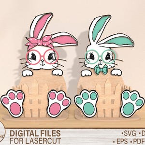 Laser cut Osterhase Ei Halter svg Datei Glowforge Eierhalter Stand Bundle svg Cricut Ostereierhalter dxf cnc Vektor Vorlage
