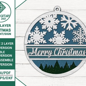 Multi-Layer Assemble and Non Assemble Christmas Sign - Laser Cut File - Glowforge svg files