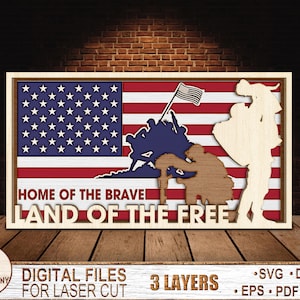 Multilayer Patriotic American Flag ,Eagle Glowforge , Colored Usa Flag SVG, 4th July SVG, Eagle Usa flag SVG files, Laser Ready Cut File
