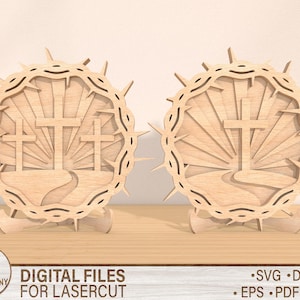 Dornenkrone SVG, Ostern Cut-Datei, Glowforge Ostern, Lasercut-Datei, Ostern Jesus SVG, Laser Ostern SVG, Ostern Cut-Datei, Laser Cross Datei