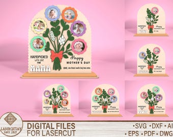 Personalization Mother's Day SVG Photo Frame, Magnet Photo Frame , Laser Ready , Mother's Day Gift , Glowforge File lasercut