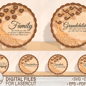Kleinkinderen boom teken svg, stamboom laserbestand svg, onze stamboom svg, stamboom plaque, levensboom SVG, Glowforge Laser Ready-bestand