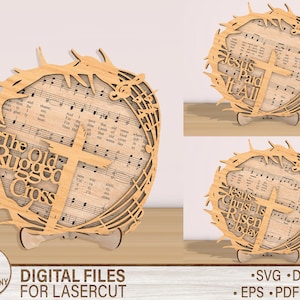 The Old Rugged Cross , Bible Hymn SVG , Digital File Faith , Laser Cut Christian File , Wooden Decor