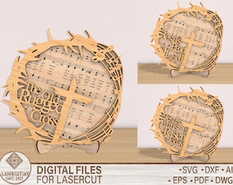 The Old Rugged Cross , Bible Hymn SVG , Digital File Faith , Laser Cut Christian File , Wooden Decor