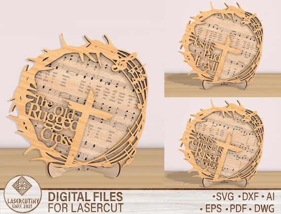 The Old Rugged Cross , Bible Hymn SVG , Digital File Faith , Laser Cut Christian File , Wooden Decor