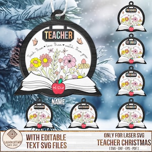 Personalized Teacher Ornament svg, Glowforge SVG files, Teacher Gift, Teacher life SVG, Back To School Ornament svg, Laser Ready Cut File