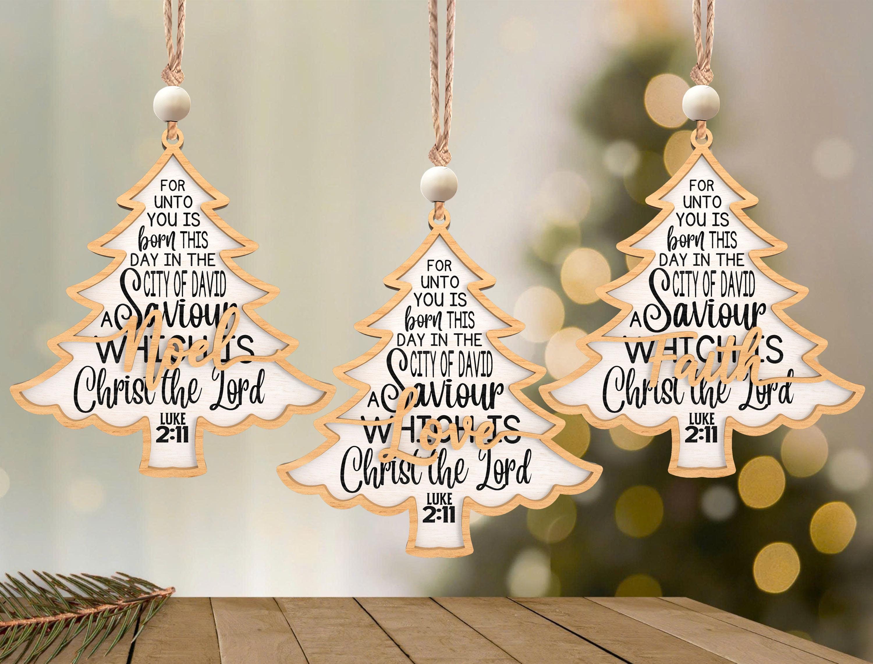 Christian Christmas Tree Ornament SVG , Bible Verse Luke 2:11 Laser Cut ...