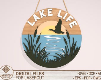 Lake Life Door Sign Svg ,Lake House Sign Svg,Summer Door Hanger Svg , Lake Laser Cut Files ,Lake House Decor ,Lake Door Sign ,Glowforge File