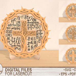 Crown of Thorns SVG, Easter Cut File, Glowforge Easter, Laser File, Easter Jesus SVG, He is Alive SVG, Easter Cut File, Laser Cross File