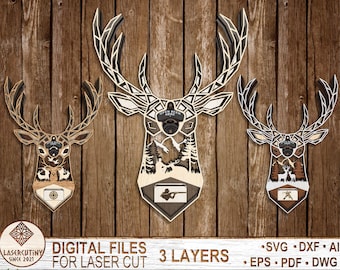 Abridores de cerveza de ciervos de caza, archivo digital láser de ciervos de caza, ciervos de caza Svg, Dxf, Ai, DWG, Glowforge para guitarra, archivo cortado con láser
