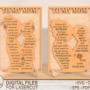 Letrero del día de la madre cortado con láser SVG, letrero cortado con láser para madres, archivo de letrero para estante del día de la madre, para mi mamá Svg, regalo para mamá Svg, archivo cortado con láser Svg
