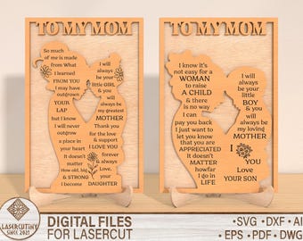 Mother's Day Sign Laser Cut SVG, Mothers Laser Cut , Mother's Day Shelf Sign File, To My mom Svg, gift For mom Svg, Lasercut File Svg