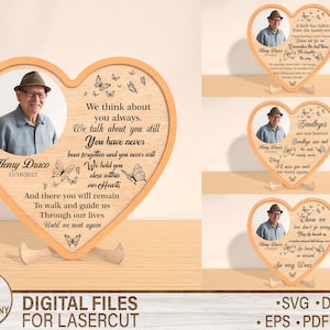 Bundel met 3D-gepersonaliseerde herdenkingsfotolijsten, Memorial Poem Quotes svg-bundel, Memorial citaten en gezegden svg