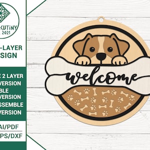 多層組み立て式および非組み立て式犬用看板 - レーザーカット ファイル - Glowforge svg ファイル
