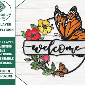 Multi-Layer Assemble and Non Assemble Butterfly Sign - Laser Cut File - Glowforge svg files