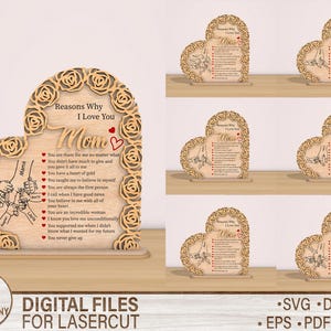Personalización Día de la Madre SVG Flores para el Día de la Madre SVG, Decoración para el Día de la Madre, Regalo para mamá cortado con láser, Glowforge, Archivo Dxf de madera, Regalo para el Día de la Madre SVG