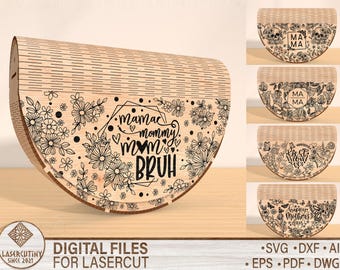Personalized Elegant Wooden Bag with Floral Pattern, Laser Cut Fashion Handbag, Gift for mom Svg, Handbag Digital Download SVG