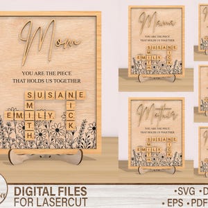 Puzzle Piece Mother&#39;s Day SVG , Mother&#39;s Day Gift svg , Elegant Mother&#39;s Day svg , Laser Engrave Files , Glowforge svg ,Laser Files