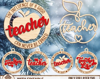 Teacher Quote Ornament svg bundle, Glowforge SVG files, Teacher Gift, Teacher life SVG, Back To School Ornament svg, Laser Ready Cut File