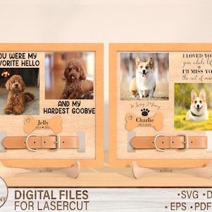 Marco conmemorativo de madera personalizado para mascotas, marco conmemorativo para perros, placa conmemorativa, regalo personalizado, archivo Svg cortado con láser