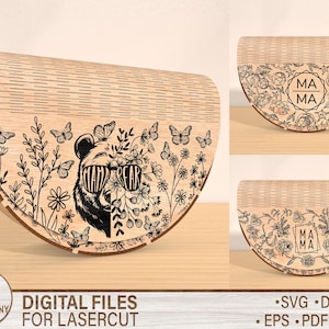 Wooden Clutch Laser Cut Wooden Bag, Laser Cut Fashion Clutch, wooden bear bag Svg,gift for mom svg, Glowforge Files Svg