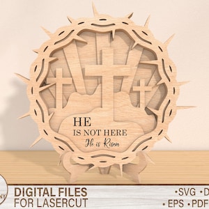 Dornenkrone SVG, Ostern Cut-Datei, Glowforge Ostern, Lasercut-Datei, Ostern Jesus SVG, Laser Ostern SVG, Ostern Cut-Datei, Er ist auferstanden