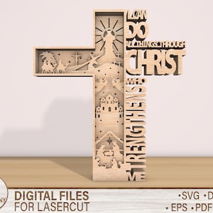 Multistrato Pasqua Croce Cristiana Laser Svg, Croce di Pasqua Svg, Decorazioni di Pasqua Svg, Decorazioni della storia di Pasqua Svg, Corona di Spine Svg, Download Digitale