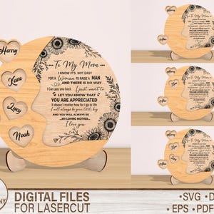 Archivo cortado con láser para el Día de la Madre, archivo SVG para el Día de la Madre y archivos Glowforge cortados con láser para el Día de la Madre, regalo para mamá svg