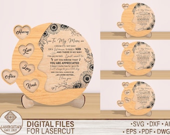 Mother's Day Stand Laser Cut File, Mother's Day Svg File and Laser Cut Mothers Day Glowforge Files, Mom gift svg