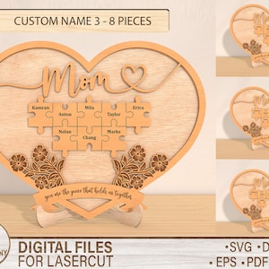 Custom Moederdag puzzelbord voor grootmoeder, jij bent het stuk dat ons bij elkaar houdt, gepersonaliseerd cadeau voor moeder, Glowforge