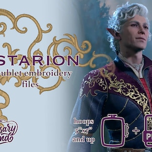 Astarion - Baldur&#39;s Gate 3 - Embroidery Design Files for Cosplay and PDF - DIGITAL DOWNLOAD