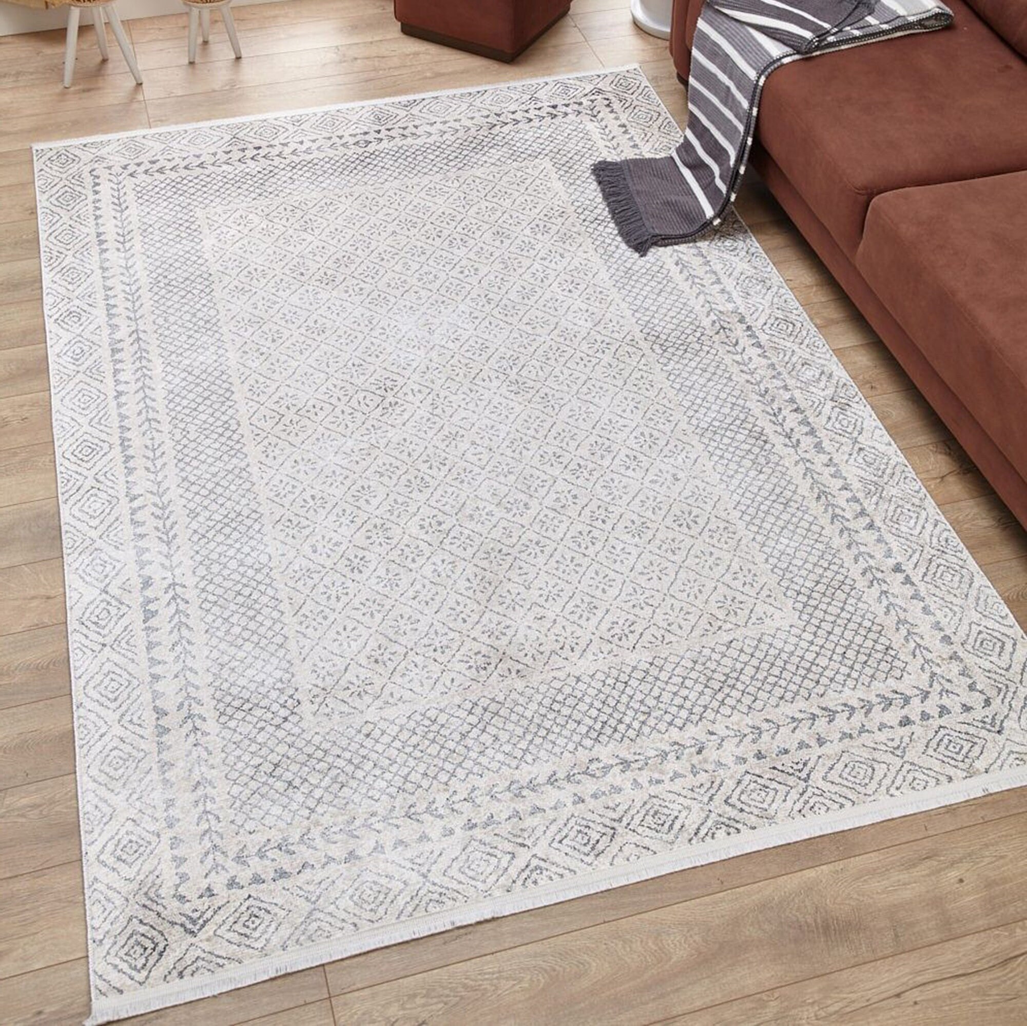 Neutral Distressed Turkish Rug White Gray 10x13 9x12 8x10 Etsy Canada
