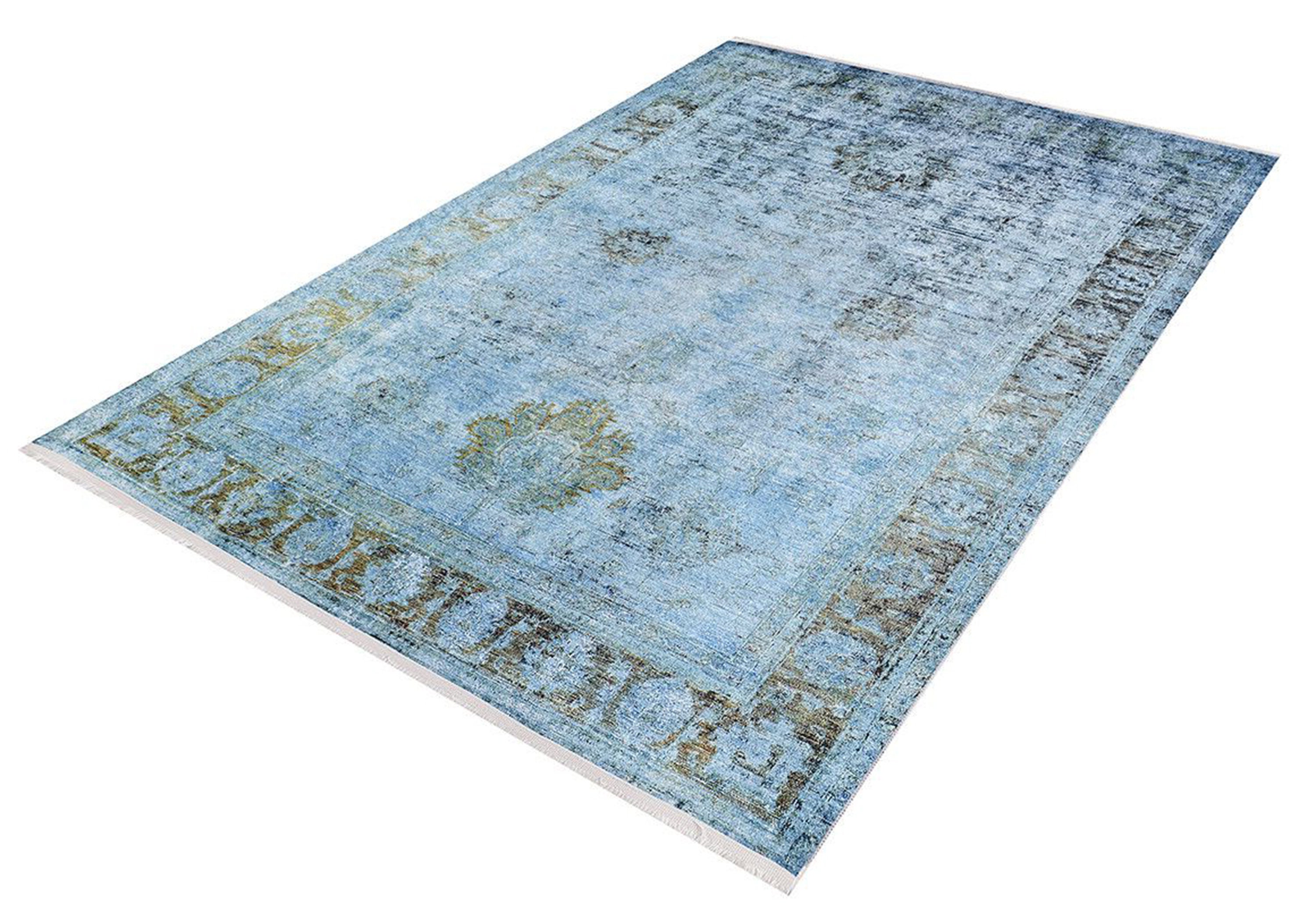 Light Blue Oushak Rug Overdyed Turkish Area Rugs 8 X 10 6x9 Etsy