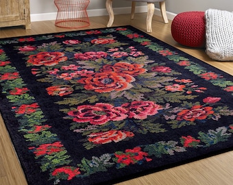 ALAZA Cute Cat Kitten Red Rose Flower Area Rug Rugs for Living Room Bedroom 7' x 5' ALAZA Cute Cat Kitten Red Rose Flower Area Rug Rugs for Living Room Bedroom 7' x 5'