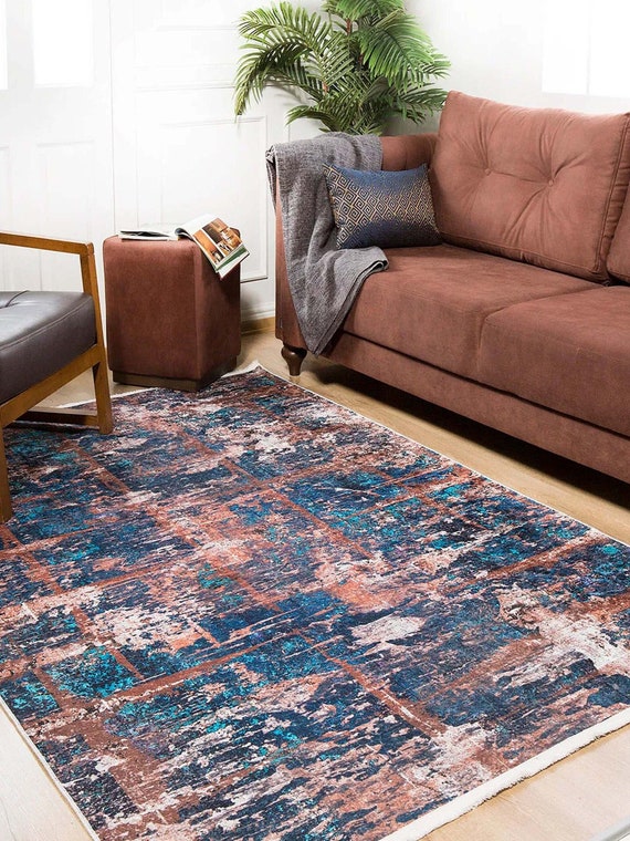 Luxury Unique Navy Blue Rug Color Options 8 X 10 6x9 5x8 5x7 Etsy