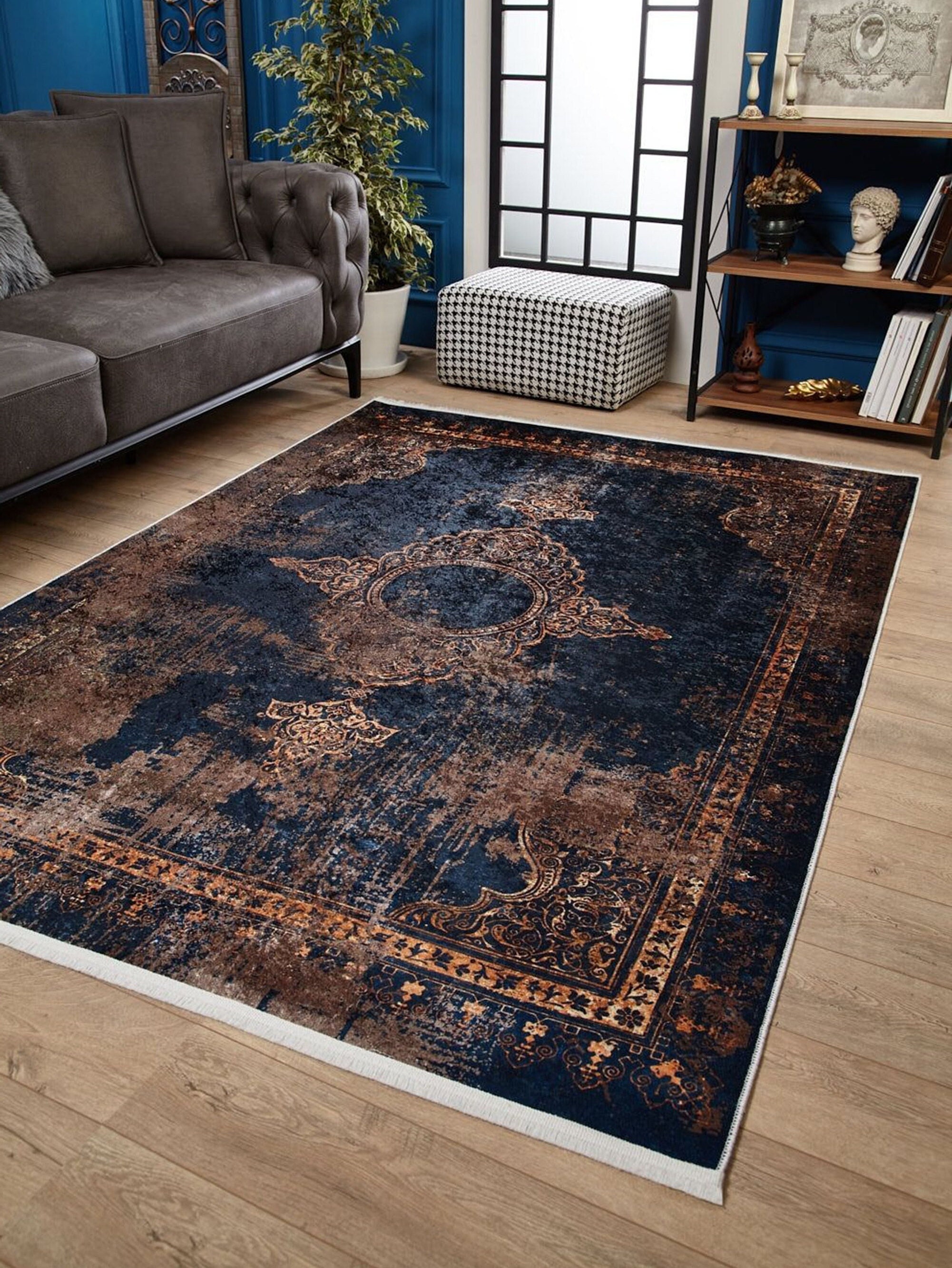 5x8 Modern Navy Area Rugs for Living Room, Bedroom Rug