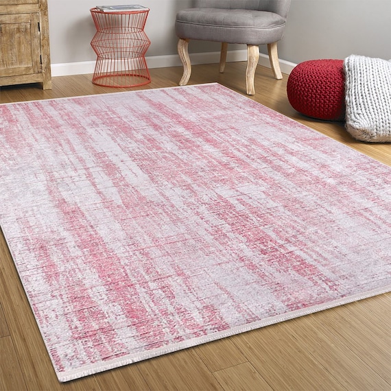 Distressed Pink Rug Shabby Chic Abstract Oversized Area Rugs 