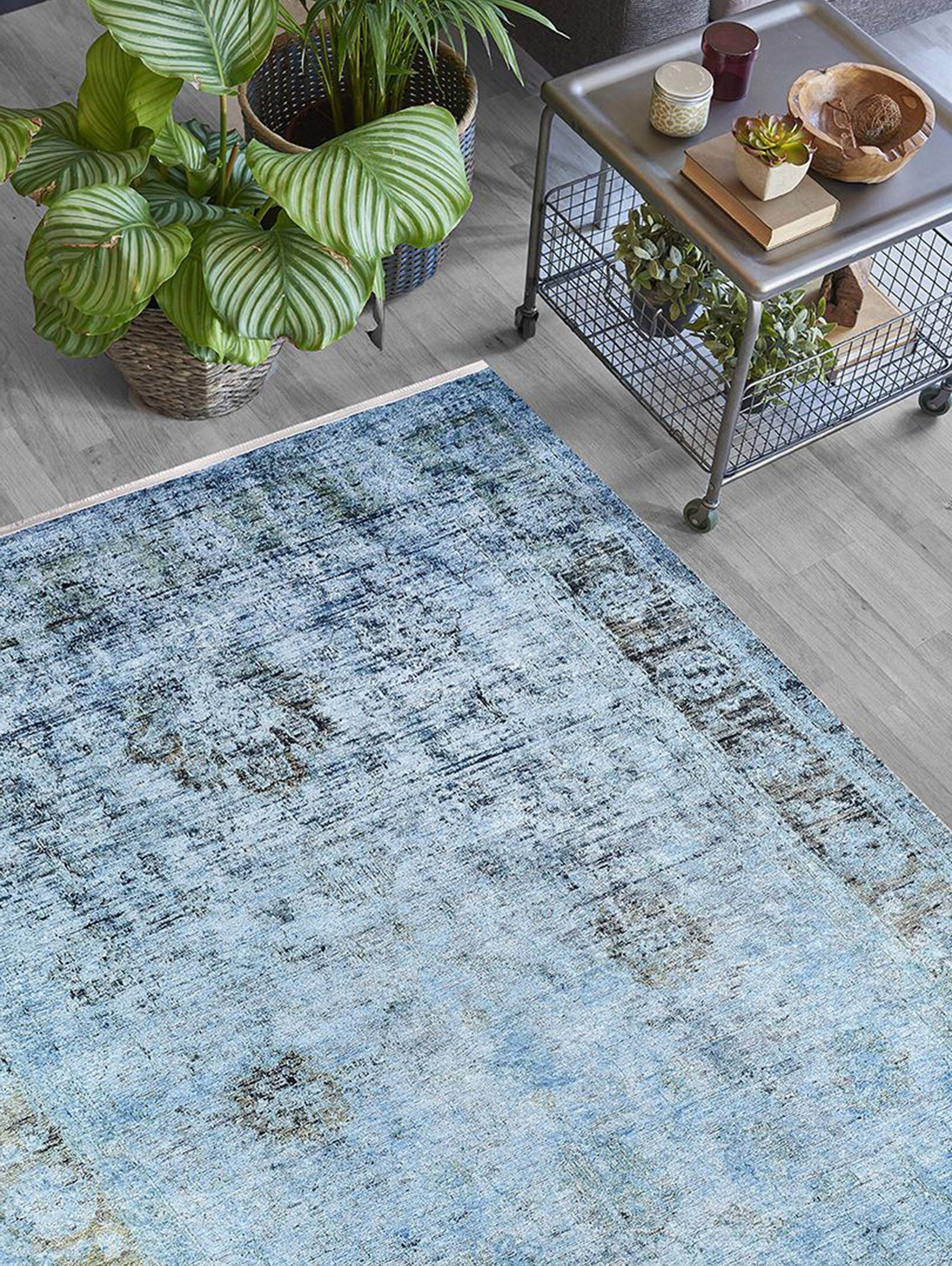 Light Blue Oushak Rug Overdyed Turkish Area Rugs 8 X 10 6x9 Etsy