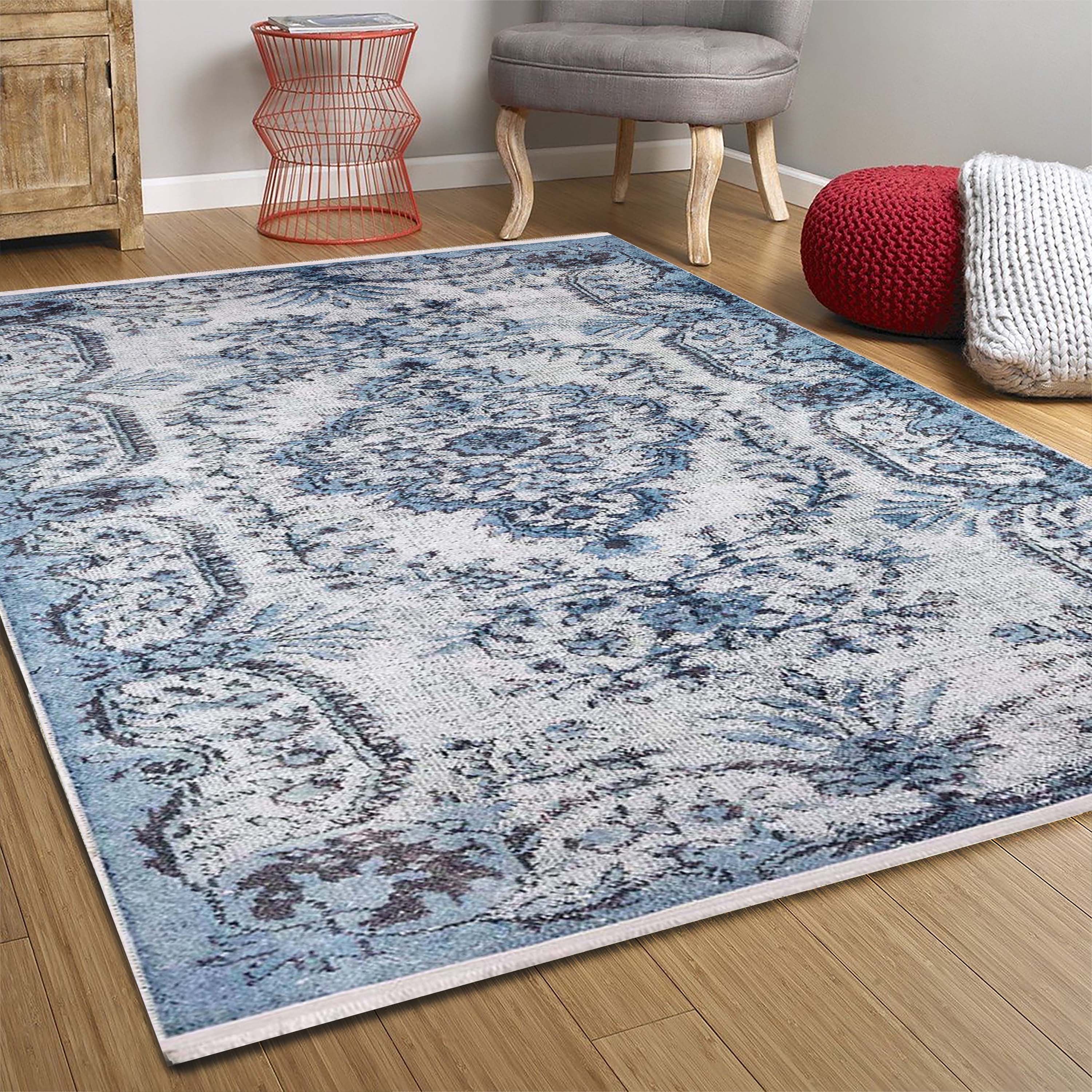 Blue Turkish Rug Distressed Area Rugs Oversized 10x13 9x12 Etsy