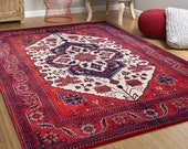 Red Turkish Rug, Oversized Area rugs 10x13 9x12 8x10 Traditional Vintage design Rug, Oriental Luxury rugs for Livingroom Bedroom Dining room