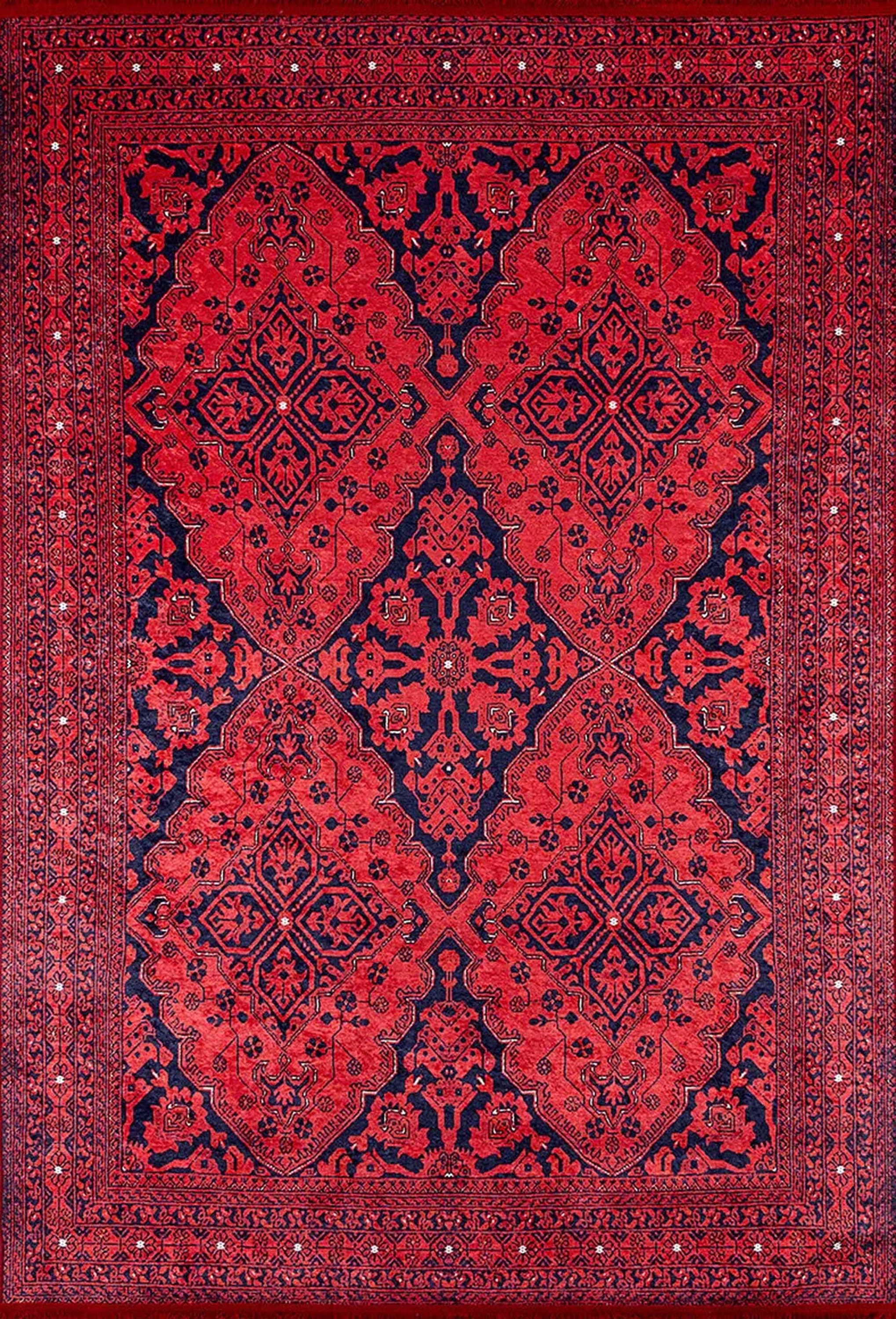 2x3 Red Afghan Rug, Small Area Rugs 3x5 4x6 Oriental Traditional Antique  Vintage Rugs for Kitchen Bathroom Bedside Bedroom Entryway Laundry 