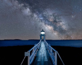 Fine Art Print Of Milky Way Over Maine Lighthouse - Maine Nightscape Print - Maine Wall Art