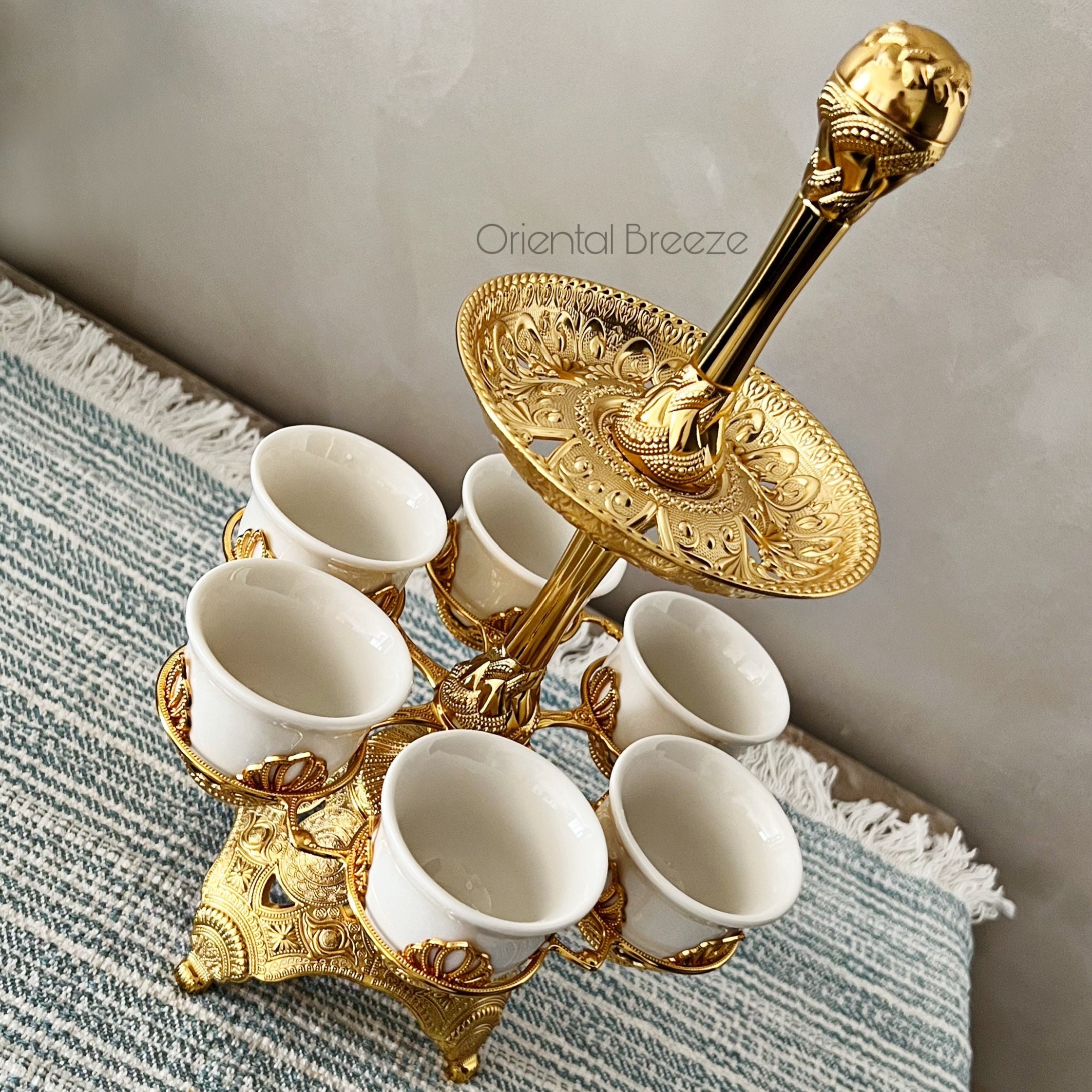 Arabic Coffee Cup Set, Turkish Coffee Set, Eid Decoration, Gold